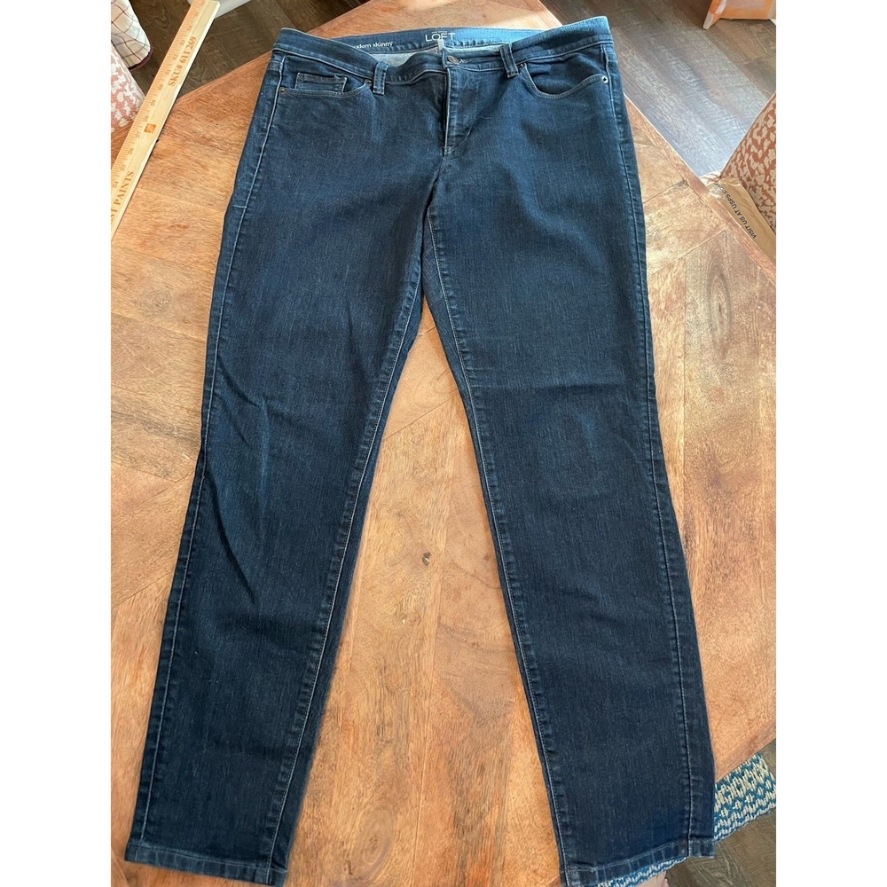 Ann Taylor Loft Modern Skinny Jeans Size 32 / 14 Womens Dark Wash Stretch - Picture 2 of 11